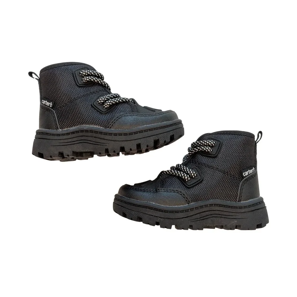 Carters Kids Toddler‎ Black High Top Boots Side Zip Lug Sole Shoes Size 5